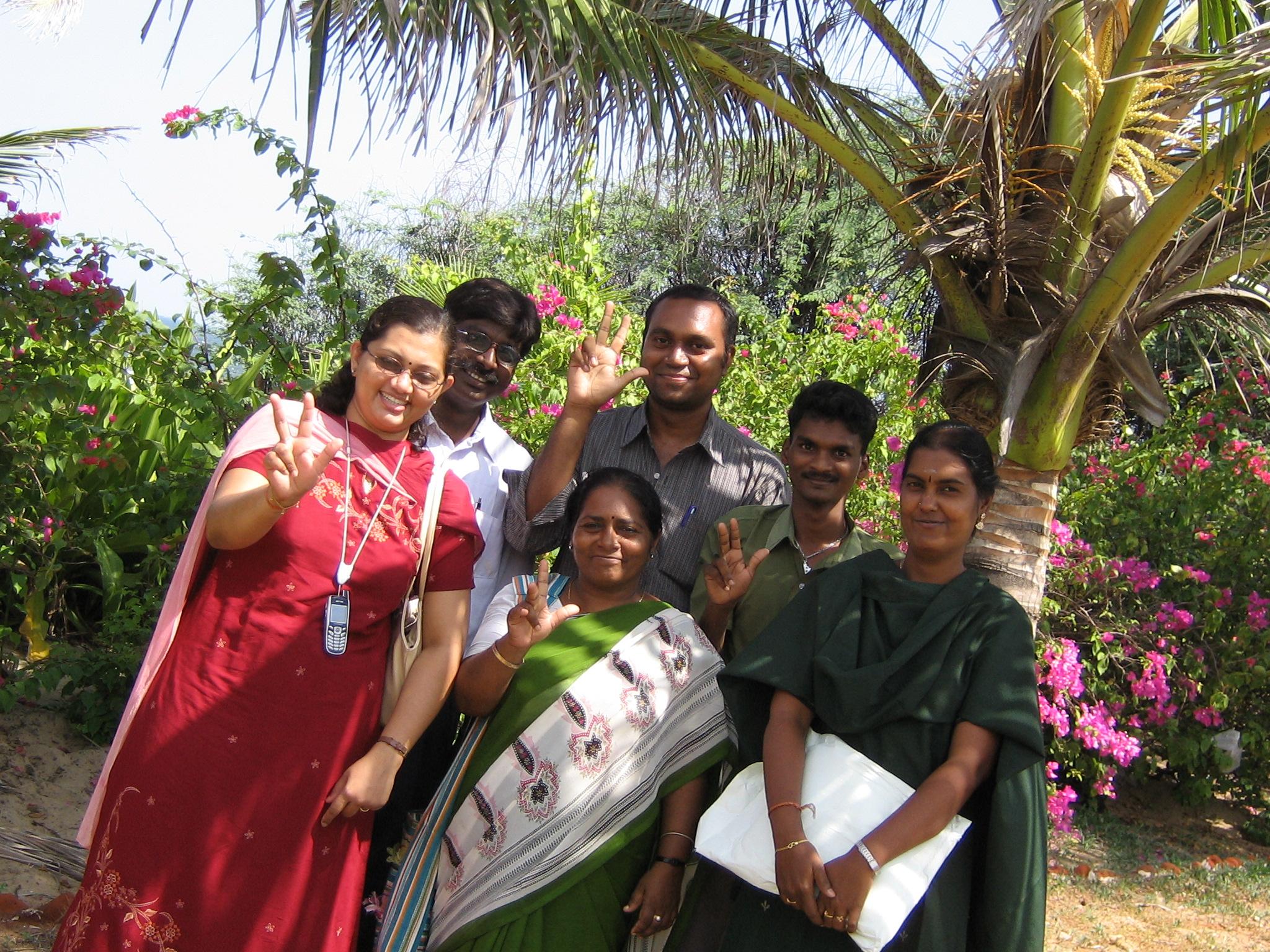 Children planting saplings