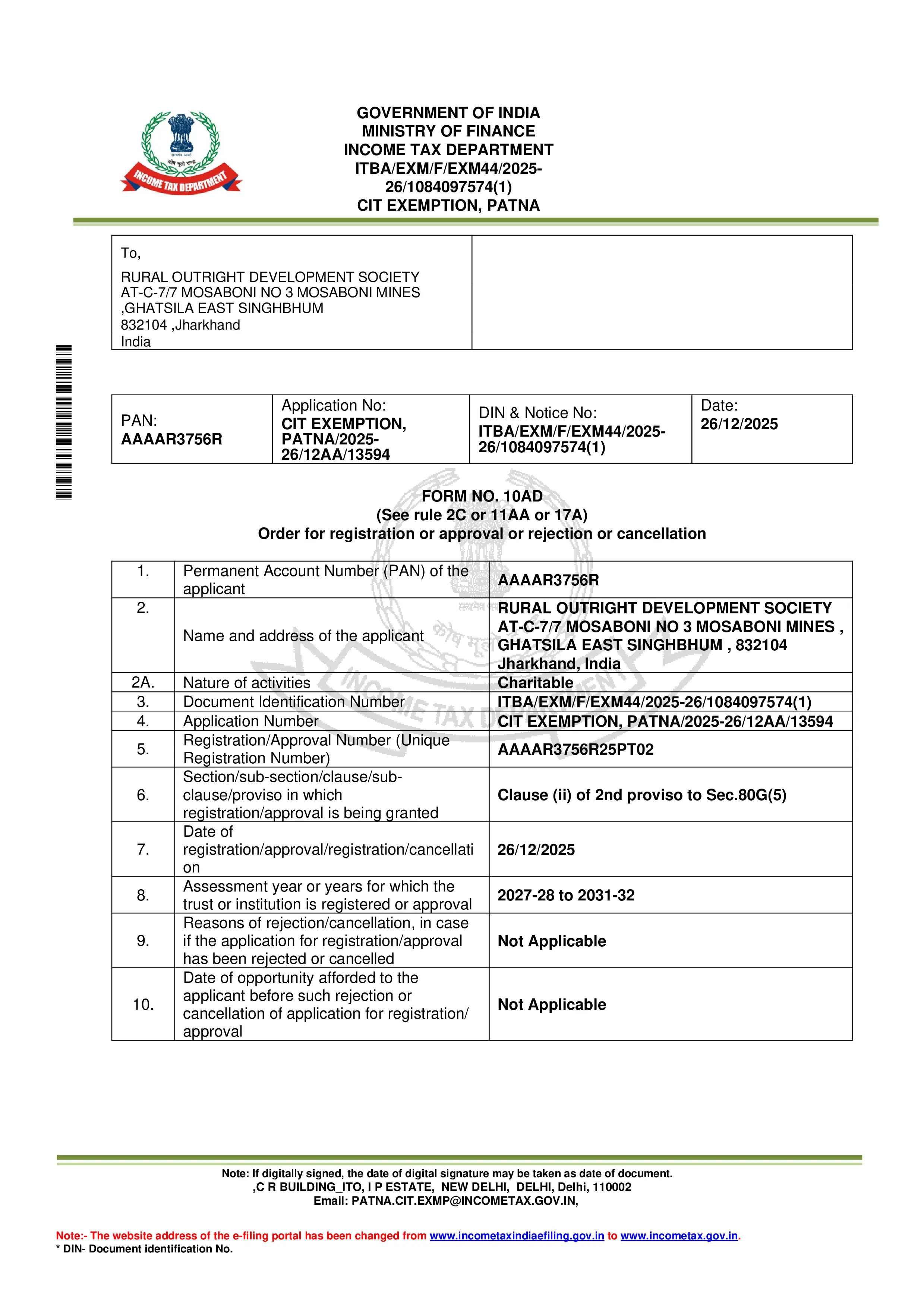 80G Certificate